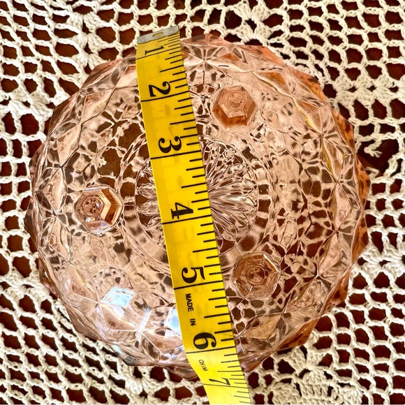 Whitehall Indiana Glass Footed Sawtooth Cubed Candy Dish, pink peach - Picture 7 of 8